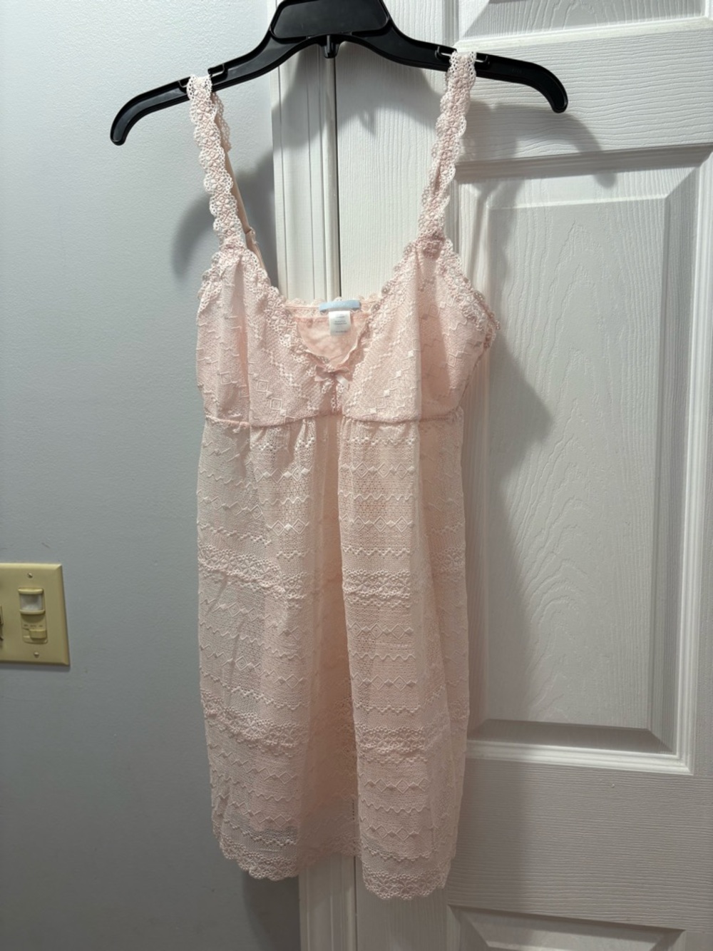 Eberjey Delicate Lace Chemise Nightgown Blush Pink Romantic Size M/L